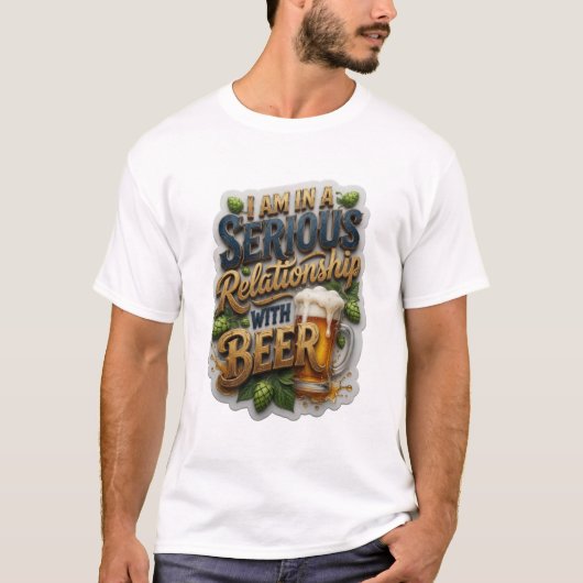 ビールと真剣な交際中 v4 tシャツ (正面)