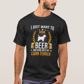 ビールと私のつるケアンテリア犬の愛で飲む Tシャツ
