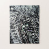 ビールと空きバーは木炭スケッチ ジグソーパズル (縦)