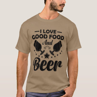 ビールと美味しい料理が大好きなシェフの料理とドリンクb tシャツ