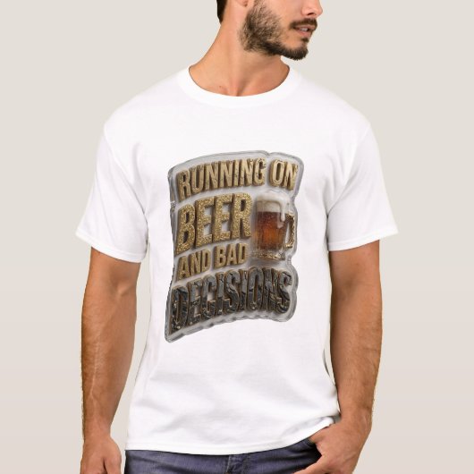 ビールと誤った判断で走り出す Tシャツ (正面)