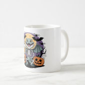 ビールと面白いハロウィーンリザードスケルトン コーヒーマグカップ (正面右)