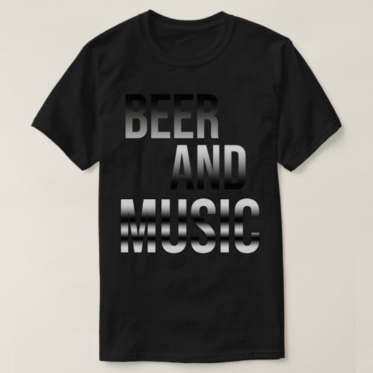 ビールと音楽のテキスト Tシャツ (デザイン正面)