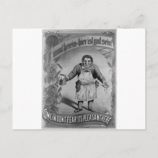 ビールと食事 1887 ポストカード (正面)