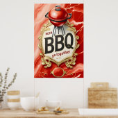 ビールとBBQが一緒に行く ポスター (キッチン)