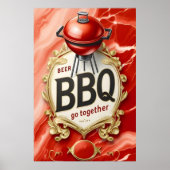 ビールとBBQが一緒に行く ポスター (正面)