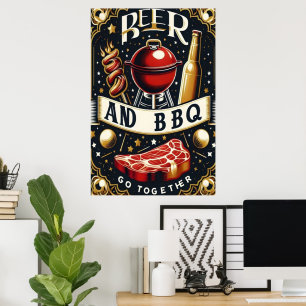 ビールとBBQが一緒に行く ポスター