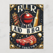 ビールとBBQが一緒に行く ポストカード (正面)