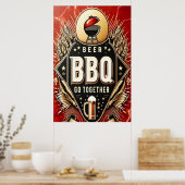 ビールとBBQが一緒に ポスター (キッチン)