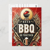 ビールとBBQが一緒に ポストカード (正面/裏面)