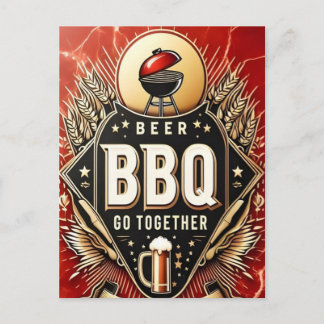 ビールとBBQが一緒に ポストカード