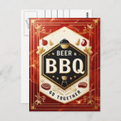 ビールとBBQが一緒に ポストカード (正面/裏面)