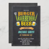 ビールとBBQの誕生日パーティーの招待 招待状 (正面/裏面)