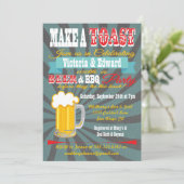 ビールとBBQパーティーカップルシャワー招待状 招待状 (スタンド正面)