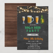 ビールとBBQ 大人パーティーのご案内 招待状 (正面/裏面)