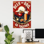 ビールとBBQ Go Together夏期 ポスター (ホームオフィス)