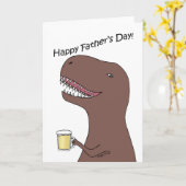 ビールのお父さおもしろいんの日を持つ恐竜 カード (黄色い花)