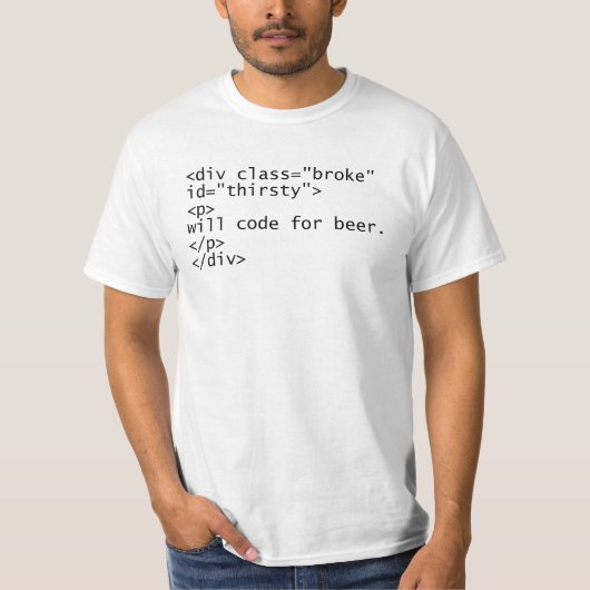 ビールのためにコードします Tシャツ (正面)
