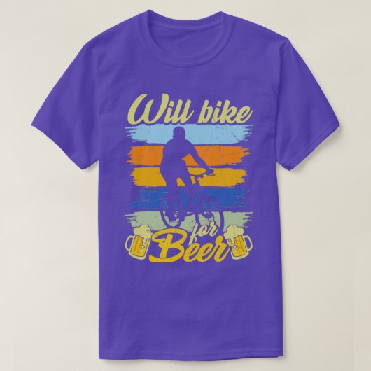 ビールのために自転車で行く Tシャツ (デザイン正面)