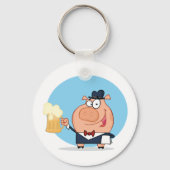 ビールのキーチェーンの点を持つ豚 キーホルダー (正面)