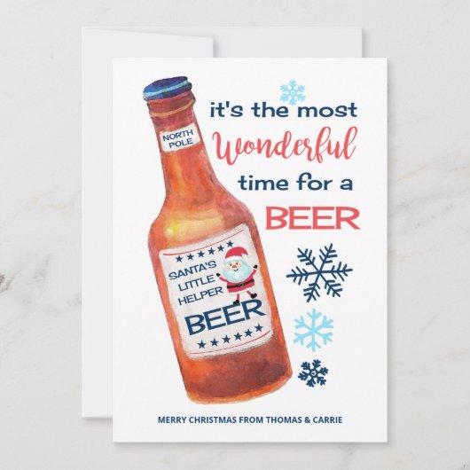 ビールのクリスマスで最も素晴らしい時おもしろい間 シーズンカード (正面)