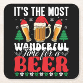 ビールのクリスマスは最高に素晴らしい時間だ スクエアペーパーコースター (正面)