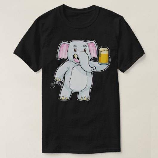 ビールのグラスとパーティーで象 Tシャツ (デザイン正面)