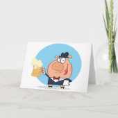 ビールのグリーティングカードを1枚入れた豚 カード (正面)