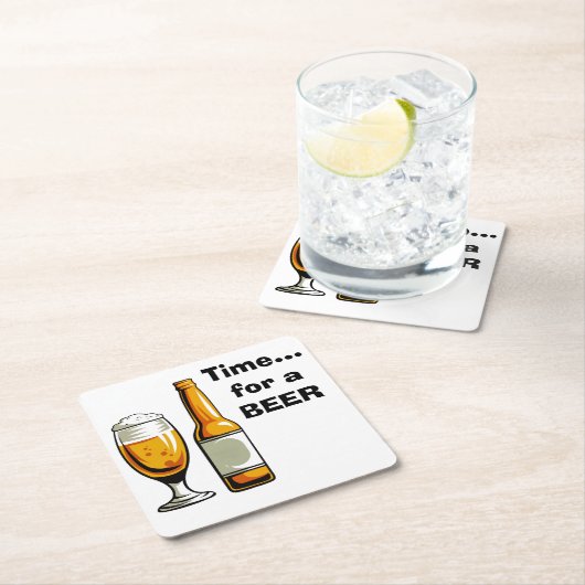 ビールのコースターをする時間 スクエアペーパーコースター (インサイチュ)