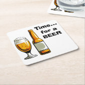 ビールのコースターをする時間 スクエアペーパーコースター (アングル)