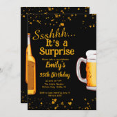 ビールのサプライズ誕生日パーティーの招待状 招待状 (正面/裏面)