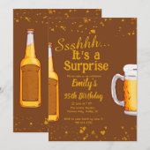 ビールのサプライズ誕生日パーティーの招待状 招待状 (正面/裏面)