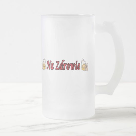 ビールのジョッキが付いているNa Zdrowieのトースト フロストグラスビールジョッキ (右)