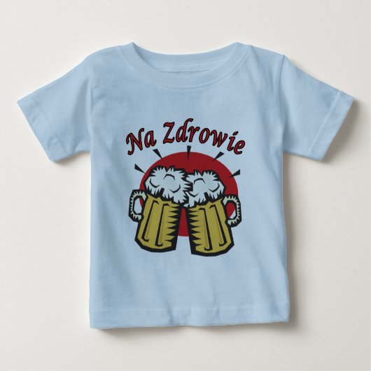 ビールのジョッキが付いているNa Zdrowieのトースト ベビーTシャツ (正面)