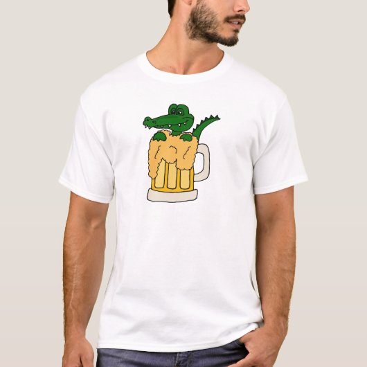 ビールのジョッキのわに Tシャツ (正面)