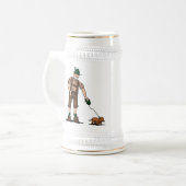 ビールのジョッキの幸せなハーフパンツの人のダックスフント ビールジョッキ (正面左)