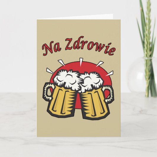 ビールのジョッキカードが付いているNa Zdrowieのトースト カード (正面)