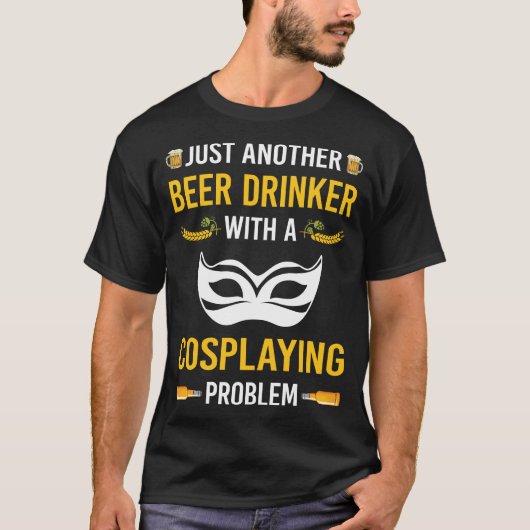 ビールのドリンカーコスプレのコスプレ Tシャツ (正面)