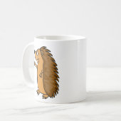 ビールのパイントを上げているおもしろいなハリネズミ コーヒーマグカップ (正面左)