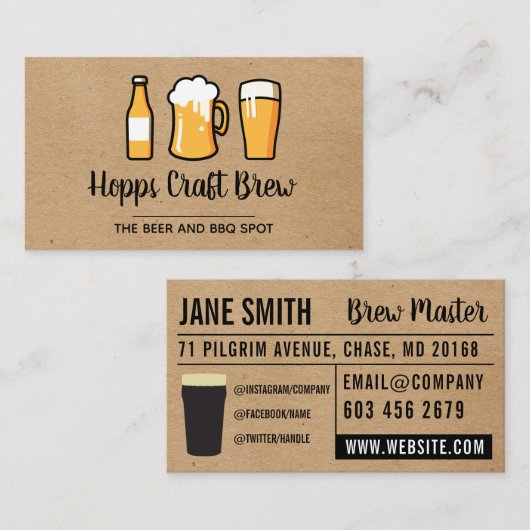 ビールのパイント 名刺 (正面/裏面)