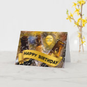 ビールのブラザーバケット用カスタム文字誕生日 カード (黄色い花)