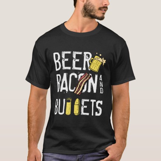 ビールのベーコン弾おもしろいの銃所有者の第2の修正 Tシャツ (正面)