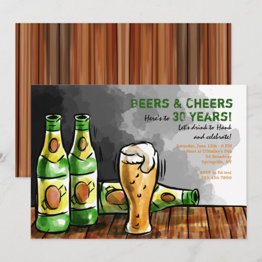 ビールのボトル 招待状 (正面/裏面)