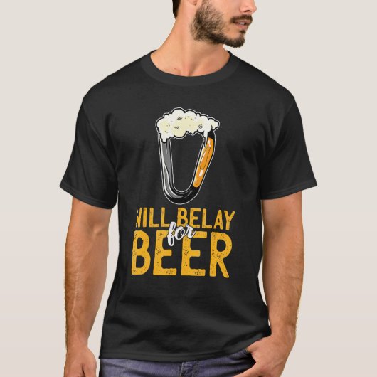 ビールのボルダリングマウンテンロッククライムに遅れる Tシャツ (正面)