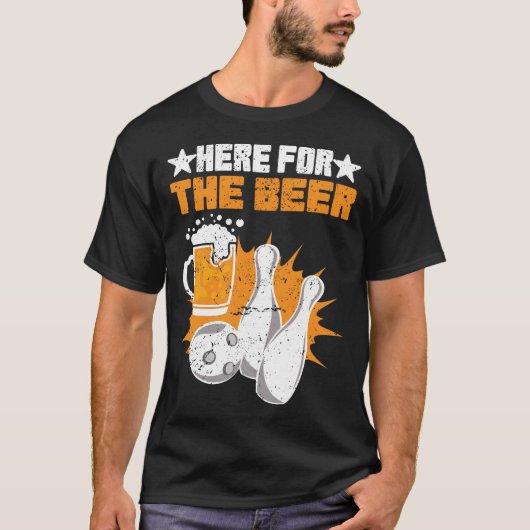 ビールのボーリングビール飲みボールピンはこちら Tシャツ (正面)