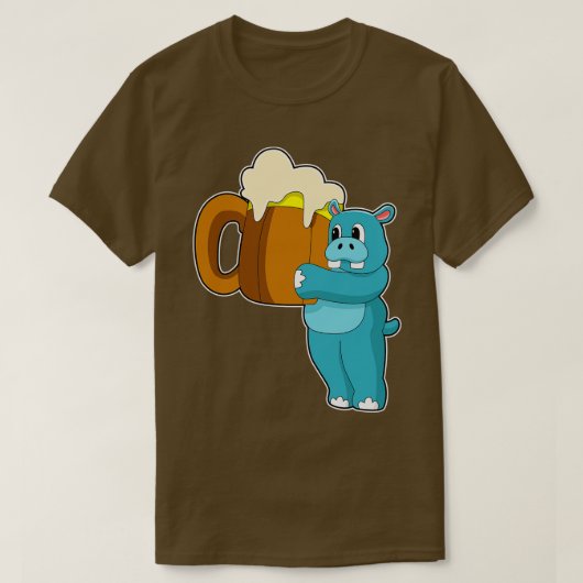 ビールのマグとヒッポ Tシャツ (デザイン正面)