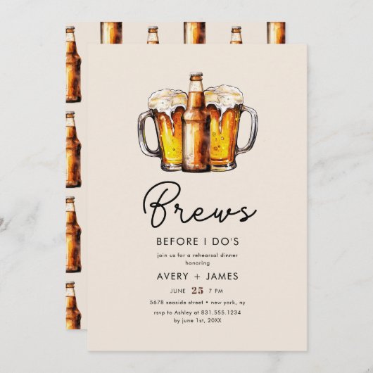 ビールのリハーサル結婚ディナー前に生まれる 招待状 (正面/裏面)