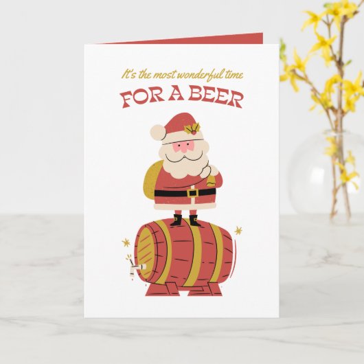 ビールの休日のクリスマスカードの素晴らしい時間 カード (黄色い花)