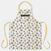 ビールの口ひげとプレッツェルズの柄名が大好き エプロン (正面)