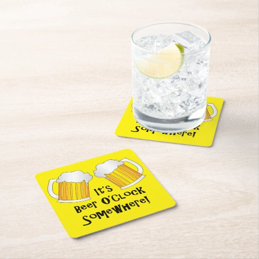 ビールの夕日がヤーダーアームのコースターの上おもしろいに スクエアペーパーコースター (インサイチュ)